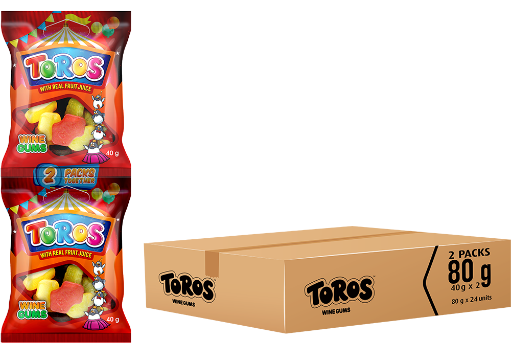 TOROS 80G 2PACKS WINE GUMS CASE 24