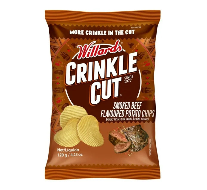 WILLARDS CHIPS SMOKED BEEF 120g C/CUT 20s ASST