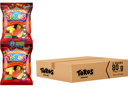 TOROS 80G 2PACKS WINE GUMS CASE 24