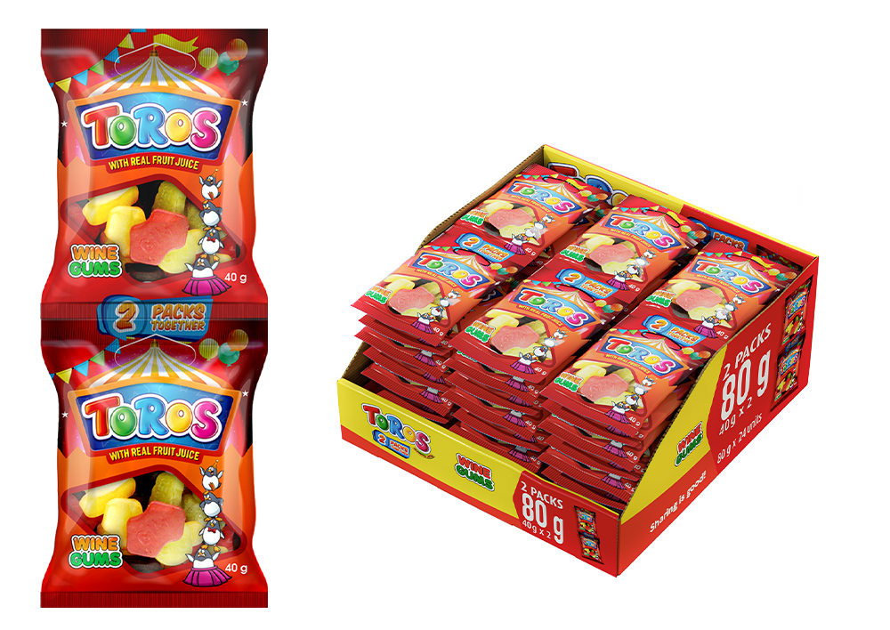 TOROS 80G 2PACKS WINE GUMS CASE 24
