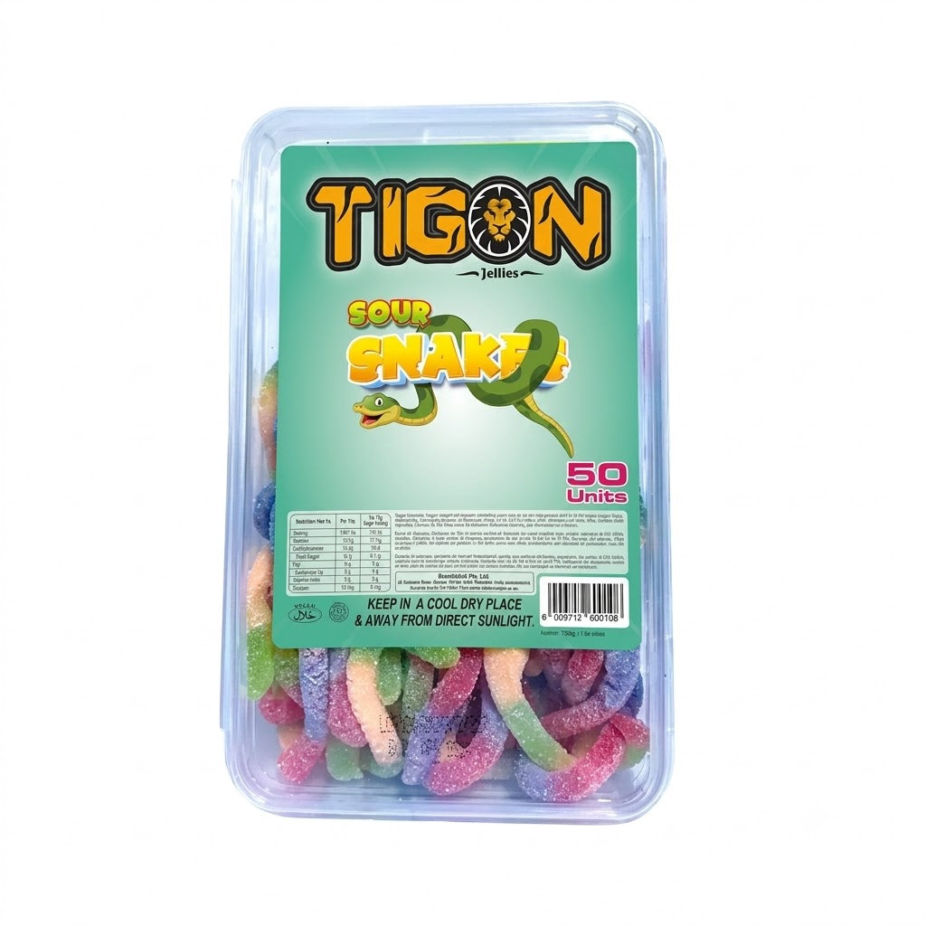 TIGON JELLIES 700G SNAKES 50'S ASSORTED CASE 12