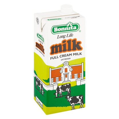 BONNITA UHT MILK 1LT FULL CREAM PACK-6