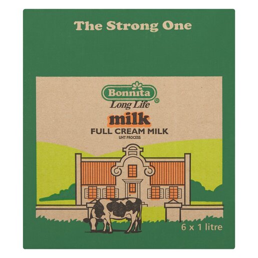 BONNITA UHT MILK 1LT FULL CREAM PACK-6